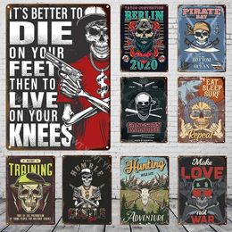 Western Style Skeleton Knight Warrior Metal Tin Signs Plaques Wall Decor for Bar Club Man Cave Decoration 30X20cm W03