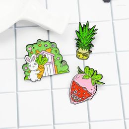Brooches Fruit Pineapple Strawberry Enamel Pin Cartoon Carrot Juice Badge Gift Lapel Jewelry For Kids Friends