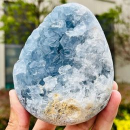 Decorative Figurines Rare Natural Blue Cave Crystal Cluster Halo Quartz Specimen Healing Energy Stone