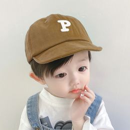 Caps Hats Baby boys Spring Summer Soft brim embroidery baseball caps Kids cotton solid Colour all-match Sunhats 230313