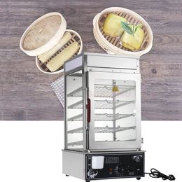 Electric Bun Steamer Commercial Stainless Steel Frame with Temperature Control Steamed Bread Buns Food Warmer