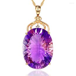 Choker Tmall's European And American Amethyst Pendant With Full Diamond Micro-set Plated 18K Gold Necklace