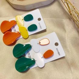 Dangle Earrings Japan Korean Girl Cute Small Irregular Multicolor Stitching Geometric Hit Color Acrylic Acid Stitch For Women