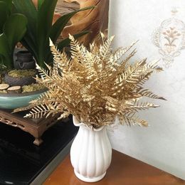 Decorative Flowers Golden Simulation Leaf DIY Christmas Wedding Party Fake Plant Scene Layout Decoration Ornaments Po Props