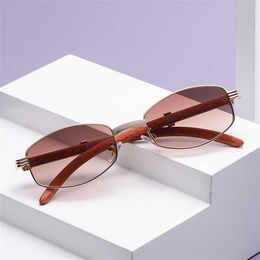 Brand Sunglasses new Anti-blue light circular frame real object photography wood grain sunglasses fashion men's and women's glasses 885