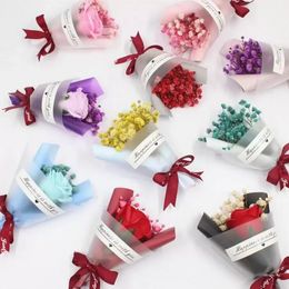 Mini Christmas Valentines Day Gift Dried Artificial Flower Fake Gypsophila Bouquet Creative Eternal Gypsophila Bouquet Soap RRA