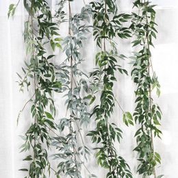 Decorative Flowers Simulation Wicker Green Leaves Cane Wedding Decoration Willow Plant Rattan Home Garden Vine Fake