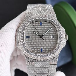 Full Diamond Mens Watch Automatic Mechanical 8215 Movement Watches Business Wristwatch Sapphire Waterproof 50m Super Luminous 40mm Montre De Luxe Gifts
