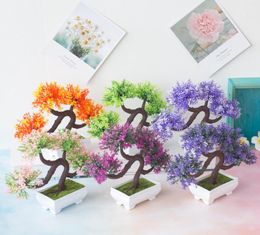 Decorative Flowers 21x27cm Artificial Small Tree Plants Bonsai Home Office Bedroom Living Room Desktop Ornament Mini DIY Party Supplies