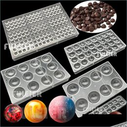 Baking Moulds 3D Half Ball Polycarbonate Chocolate Mold For Cake Spherical Candy Confectionery Tool Bakeware Maker 220601 Drop Deliv Dhzwn