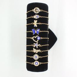 Gold Plated Rhinestone Evil Eyes Charm Bracelets For Women Gifts New Lucky Jewellery Family Protection Jewellery