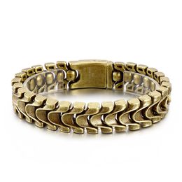 16mm Viking Bone Stainless Steel Men's Bike Link Chain Bracelet High Quality Vintage Gold Silver Gothic Combination Chains Punk Bangle Jewelry