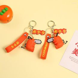 Keychains Anime Chainsaw Man Key Chain Lovely Soft Rubber Pochita Car Ring Denji Makima Pendant Jewellery Lover Gift