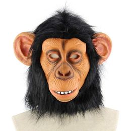 Party Masks Halloween Horror Latex Animal Monkey Mask Masquerade Fancy Dress Party Costume 230313