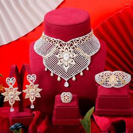 Necklace Earrings Set Missvikki Nigerian Bridal Jewelry Big Hollow Bangle Ring Wedding 4PCS Women Sister Lover Gift