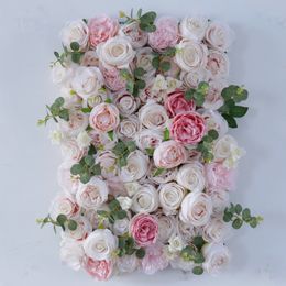 Decorative Flowers Wreaths Artificial Flower Wall For Wedding Flower Panel Backdrop Po Props Background Party Show Stage Decoration Romantic Flower Row 230313