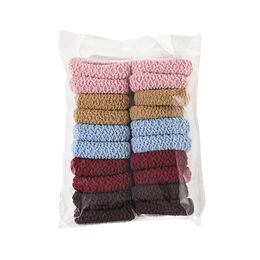 20pcs/set Solid Colour Ribbon Wrinkle Thick Towel Women Hair Bands High Elasticity Rubber Bands Link Rope Hair Accessories Cotton Hair Ties 1903