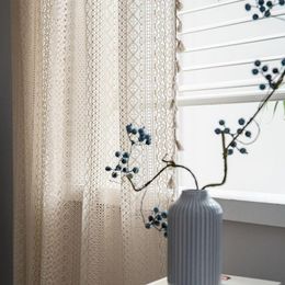 Curtain Window American Style Tulle Comfortable Easy To Install Boho Windows Sheer With Tassel Home Decor