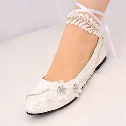 Dress Shoes White Lace Up Wedding Beaded Ladies Party Bridesmaid Womens Pump 8Cm/4.5Cm Kitten Heels 2023