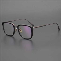 Brand Sunglasses new Japanese handmade male business copper wide face pure titanium ultra-light large short-sighted glasses frame