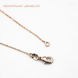 Chains Exquisite Rose Gold-Color Copper Stainless Steel Link Chain Necklace For Women 1mm Choker Lady Jewelry 18inch B3370