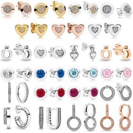 Stud Earrings 925 Sterling Silver Earring Love Lock Polished Crown O U-shaped Signature Double Hoop For Women Jewellery Gift