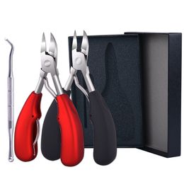 Stainless Steel Nail Clipper Cutter Toe Finger Cuticle Plier Manicure Tool set with box for Thick Ingrown Toenails Fingernail dh3011