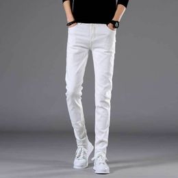 Men's Jeans Men Stretch Skinny Jeans Fashion Casual Slim Fit Denim Trousers White Pants Male Brand Clothes size 27-36 230313