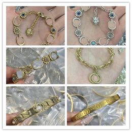 Vintage double letter Bracelets designer Bangles for women's wedding holiday Jewellery