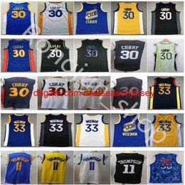 Basketball-Trikots 23 Stephen Curry 30 Thompson 11 Edition Earned City Stitchched Atmungsaktive Shorts in Marineblau, Weiß, Schwarz und Gelb