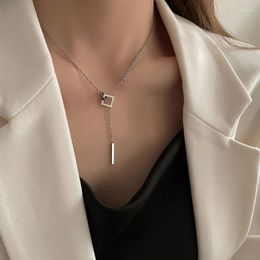 Chains Fashion Retro Square Chain Necklace Initial Fine Jewellery For Woman Luxury Quality Neck Accessories Gift Girlfriend