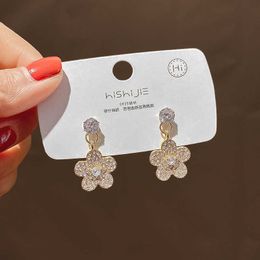 Dangle Chandelier Needle Flower-encrusted Earrings Korean Temperament Fashion Net Red Earrings 2021 New Trendy Earrings G230313