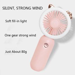 Electric Fans Mini Hand Wrist Hanging Portable Night Light USB Rechargeable For Children And Ladies Summer Air Cooler