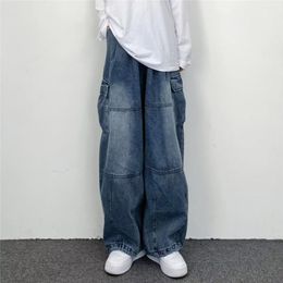 Men's Jeans Women Vintage Y2K Streetwear Baggy Cargo Jeans High Waisted Straight Wide Leg Pants Denim Trousers Fairy Grunge Alt Clothes 230313