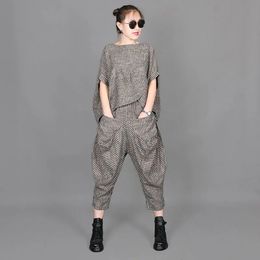 Women's Two Piece Pants Summer 2 Sets Outfits Loose Cotton Linen Casual Trouser Suits Korean Style Female Sweatshirt 230313