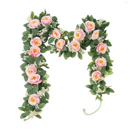 Decorative Flowers Hand-Made Roses Garland Wisteria Rattan Artificial Plant Vine Ivy Home Decor Wedding Arch Fences Swings Garden Ornament