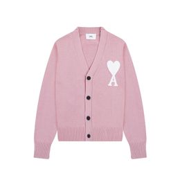 Sweaters AM Heart Embroidery Jacquard Cardigan Sweater Men and Women Couper Loose Coat Autumn and Winter
