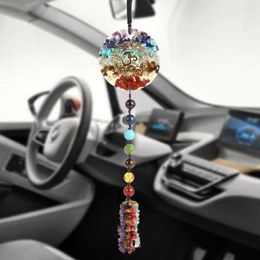 Keychains Yoga Healing 7 Chakra Energy Orgone Car Pendant 10mm Natural Stone Chip Gravel Tassel Hanging Round Crystal Resin DecorKeychains F