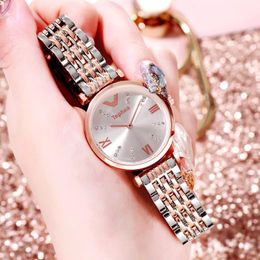 Wristwatches Rose Gold Women Bracelet Watches Stainless Steel Band Fashion Ladies Watch For Girls Female Hand ClockWristwatches