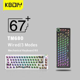 TM680 Knob Hot Swap Mechanical Keyboard Kit Wireless Bluetooth 3 Mode RGB Backlit Gamer 60% Keyboard For 3Pin/5Pin Switch