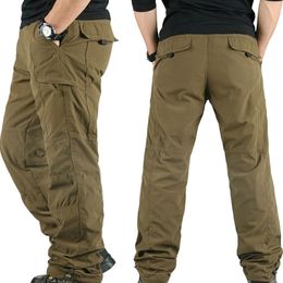 Mens Pants Cargo Winter Casual Warm Thicken Fleece Men Cotton Multi Pockets Trousers Male Military Tactical MY327 230314