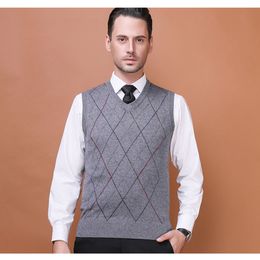 Men s Vests Sweater Autumn Winter Wool Sleeveless Basic Knit Casual Fashion V Neck Striped Mens Clothes Plus Size 3XL 230313