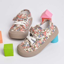 Flat shoes Fashion Floral Kids Casual Hook Loop Canvas Flats Heel Soft Sole Sneakers 2022 Spring Cute Shoes for Girls P230314