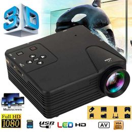 Projectors Mini Projector Portable LED Projector Video 3D Full HD Beamer 1080P for Smart Mobile Home Theatre R230306