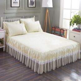 Bed Skirt High Grade Luxury Soft Bed Skirt Winter Plush Thick Quilted Bed Cover Skirt King Queen Pad Bedspread Not Including Pillowcase 230314