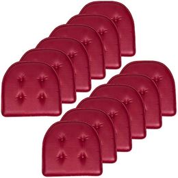 Сладкий дом с коллекцией дома подушка для памяти пенопластовые колодки Tufted Slip без заноса резиновая спина u-образная крышка 17 x 16 сидений 12 счетов (упаковка 1) Faux Leather Burgundy Red