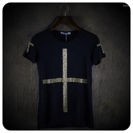 Men's T Shirts High-end Original Design Clothing Plus Size Male Fashion Novelty Cross Decoration Short Sleeve Man Loose Tops