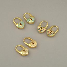 Hoop Earrings Women's Ins Jewellery Simple Creative Fashion Small Lock Design Copper Micro-set Zircon Party Gifts