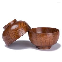 Bowls Natural Eco Friendly 1Pc Japanese Style Wooden Bowl Rice Soup Noodle Salad Container Tableware Utensils