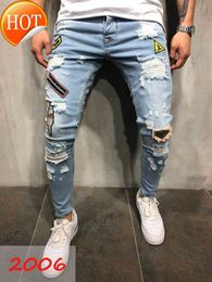 .men's Jeans Mens Skinny Jeans Fashional Casual Slim Biker Denim Pants Knee Hole Hiphop Ripped Washed Distressed...